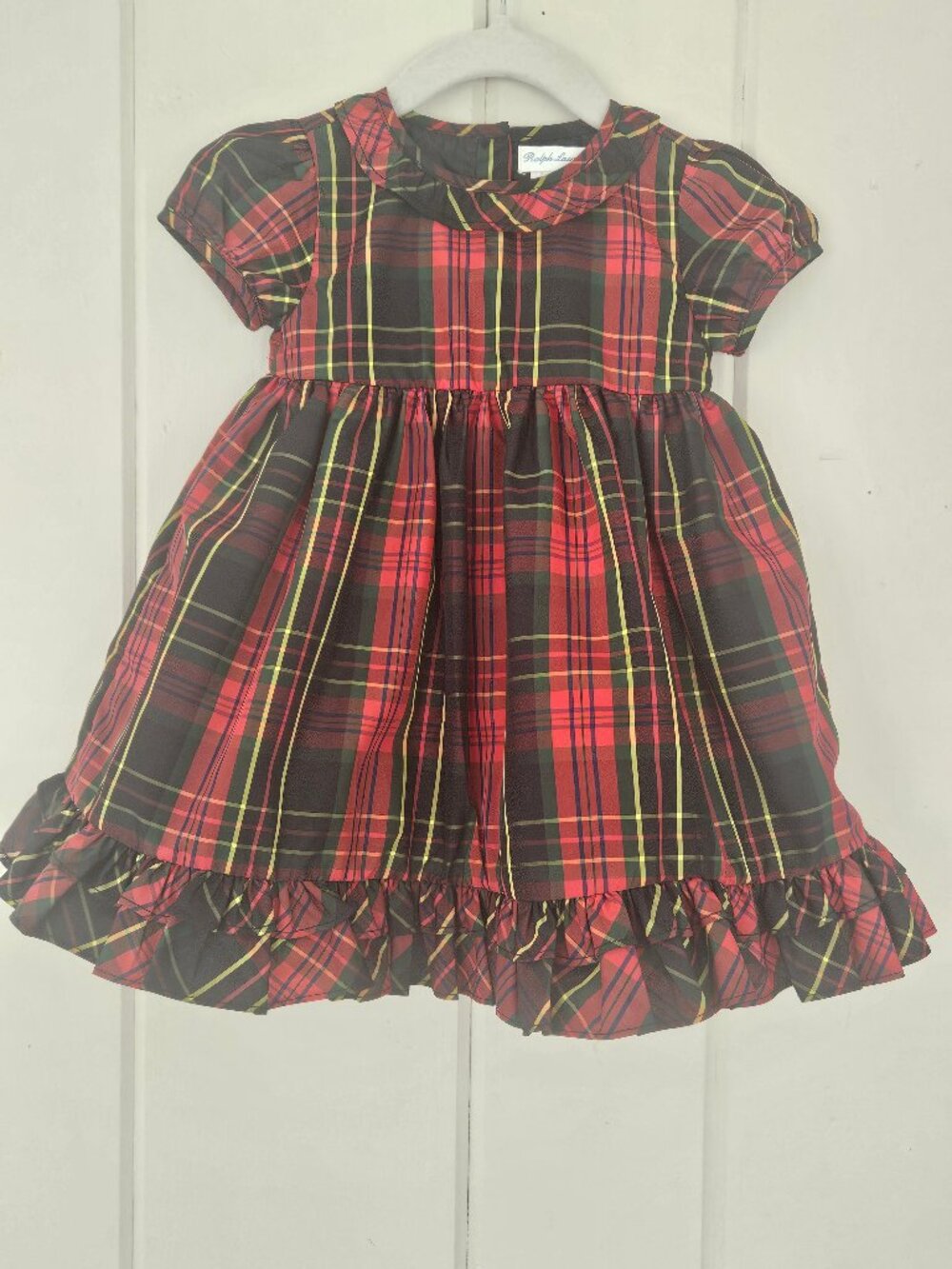 Ralph Lauren Baby Girl Plaid Taffeta Holiday Christmas Dress Red Green 9M